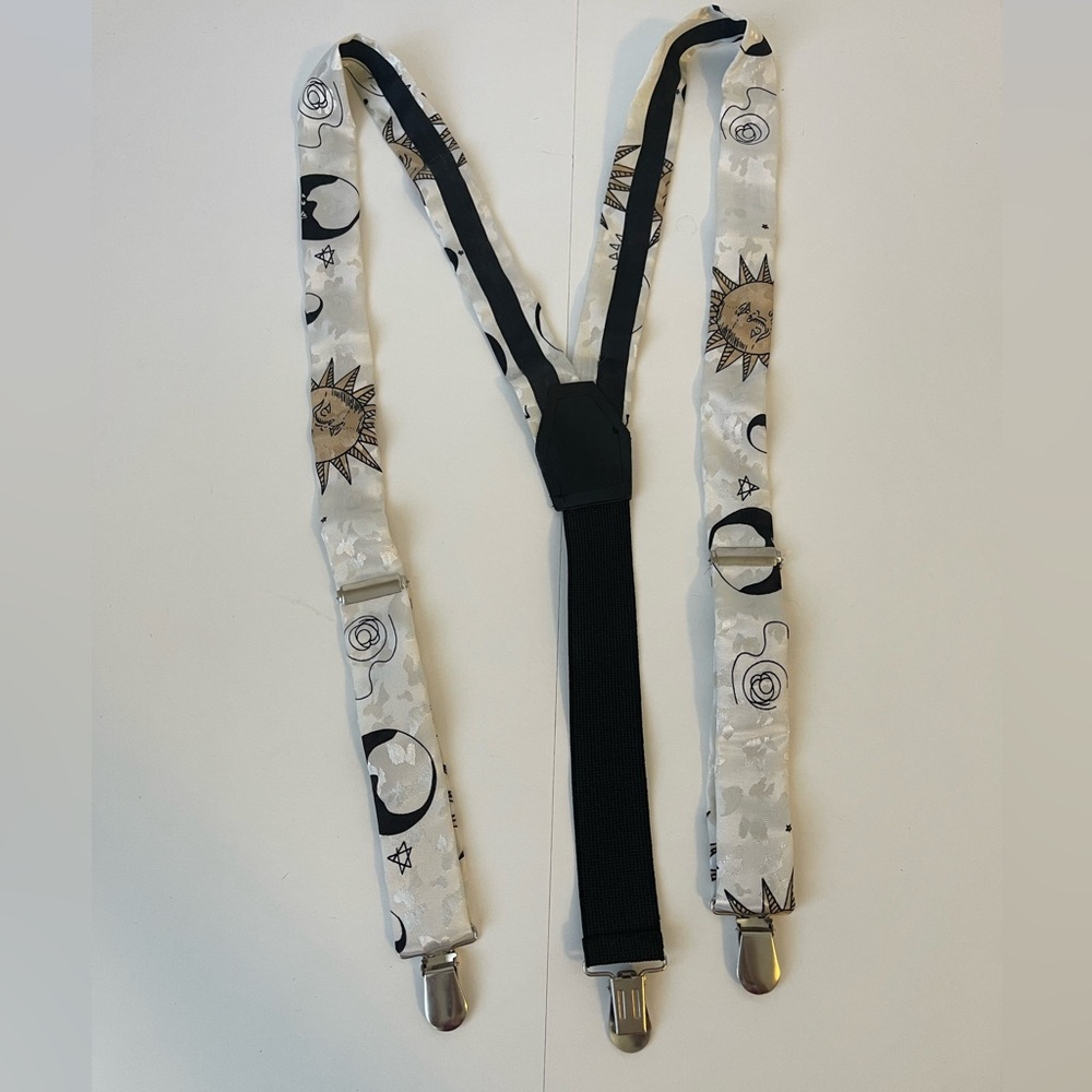 Celestial Sun Moon Stars Silk Suspenders
